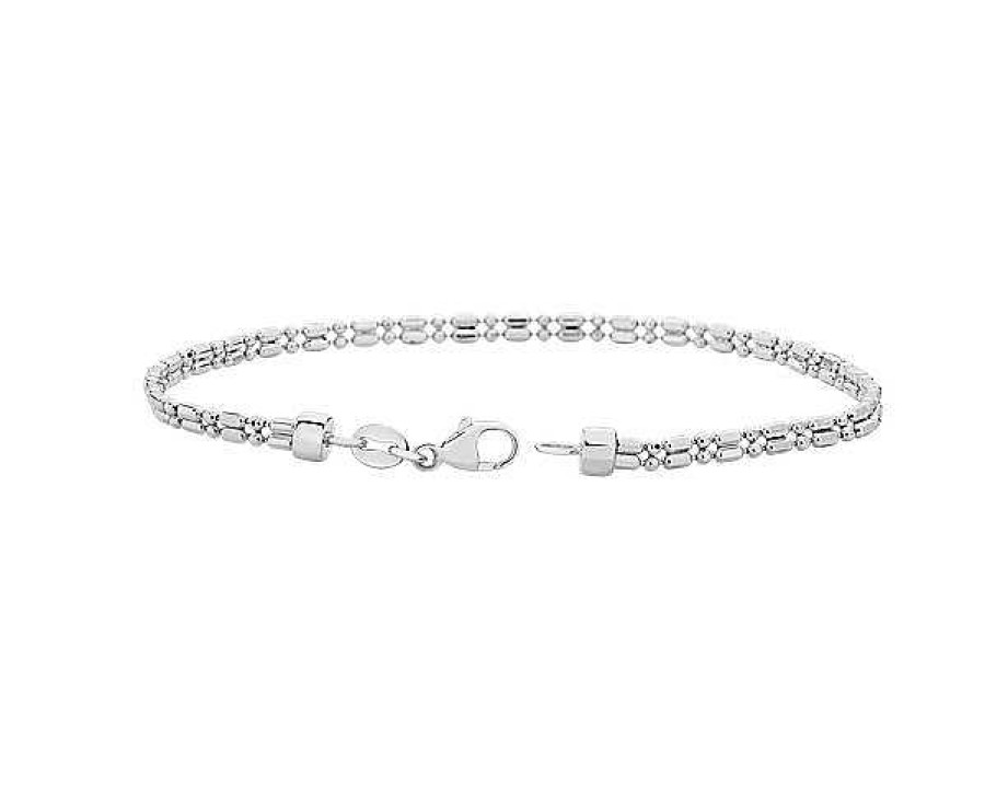 Bracelets | Blue Nile 7.5" Bead Link Bracelet In 14K White Gold (2 Mm)