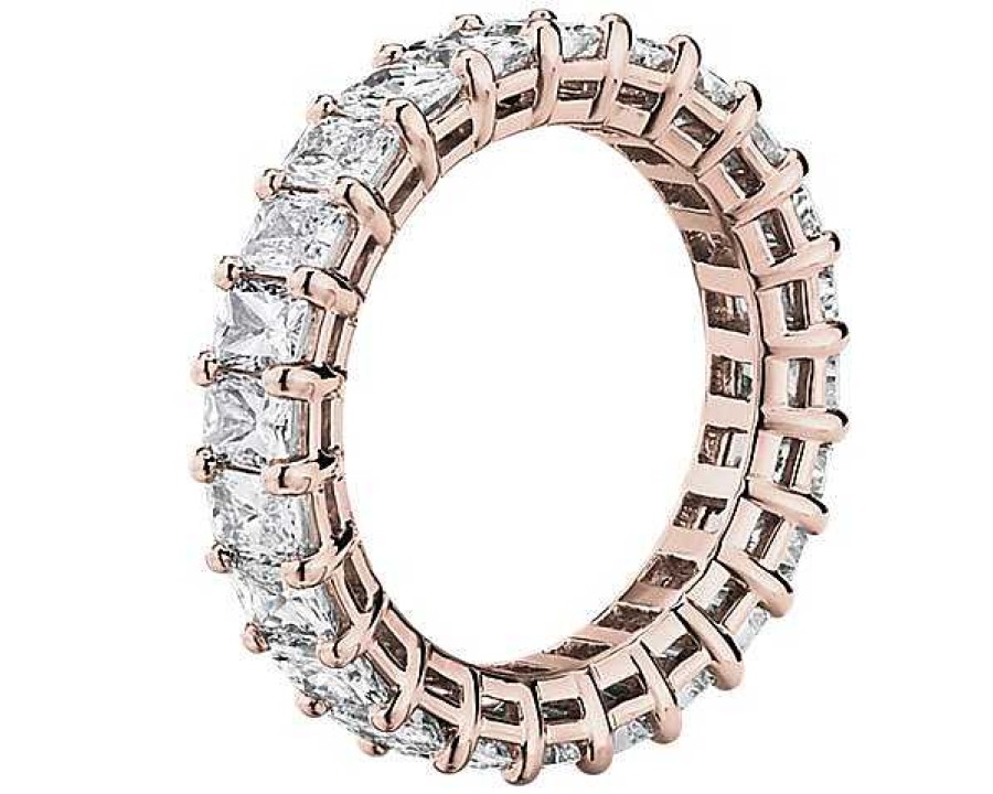 Women'S Rings | Blue Nile Radiant Cut Diamond Eternity Ring In 14K Rose Gold (4 Ct. Tw.)