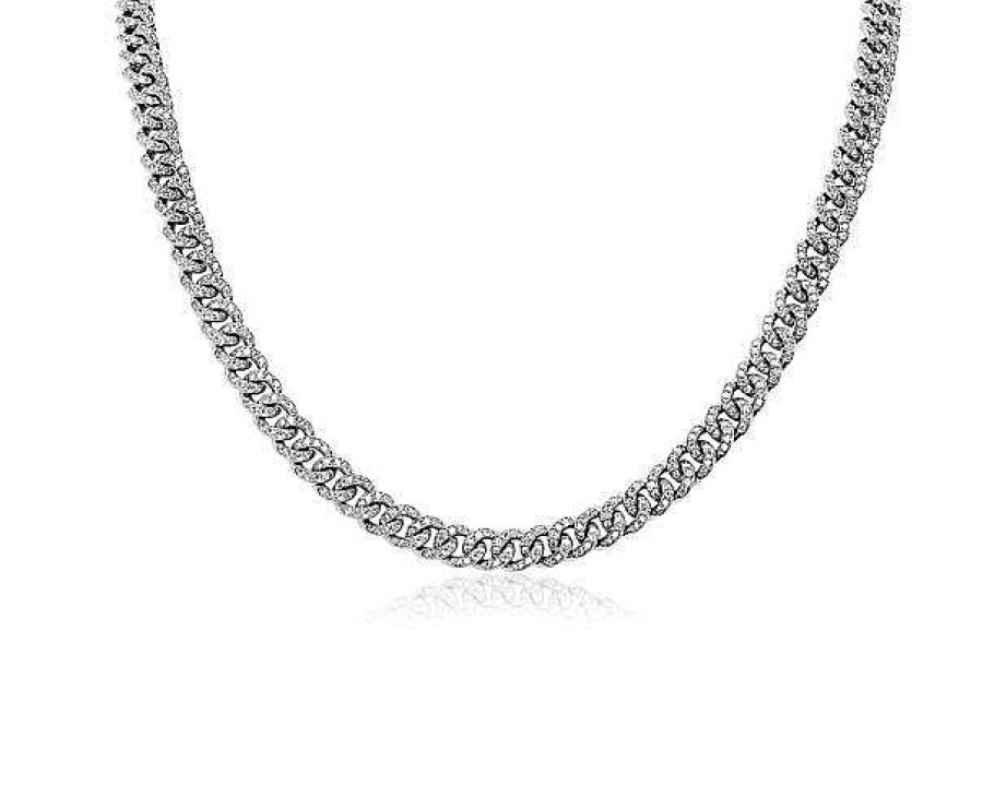 Necklaces | Blue Nile Men'S Diamond Link Necklace In 14K White Gold (9 5/8 Ct. Tw.)