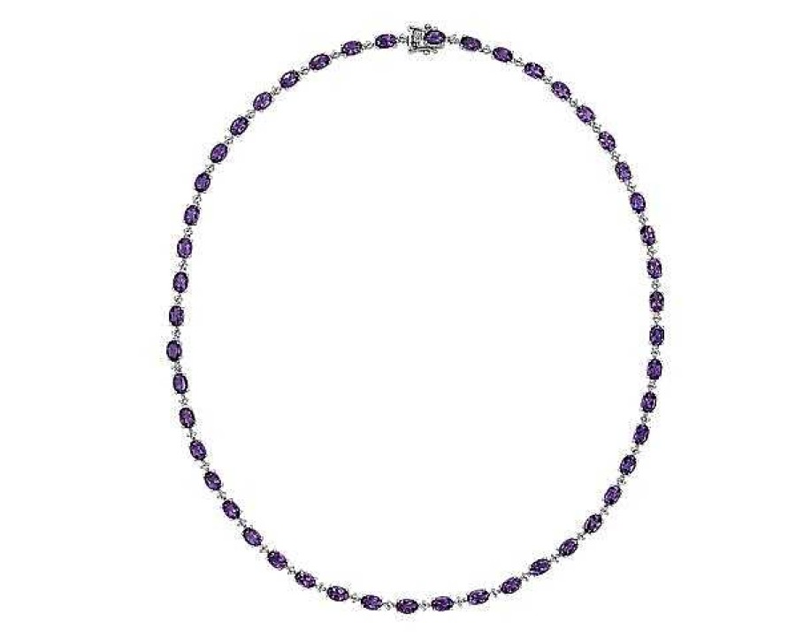 Necklaces | Blue Nile Oval Amethyst And White Topaz Eternity Necklace In Sterling Silver