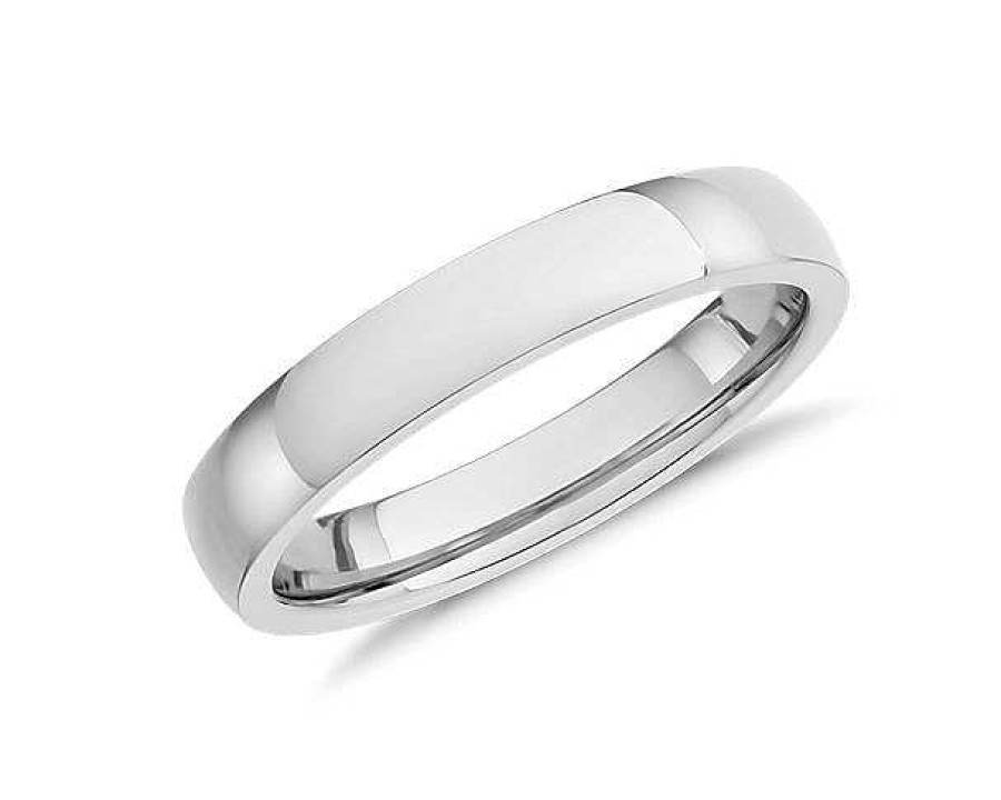 Men'S Rings | Blue Nile Low Dome Comfort Fit Wedding Ring In 18K White Gold (4Mm)