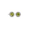 Earrings | Blue Nile Peridot And Micropave Diamond Halo Earrings In 14K White Gold