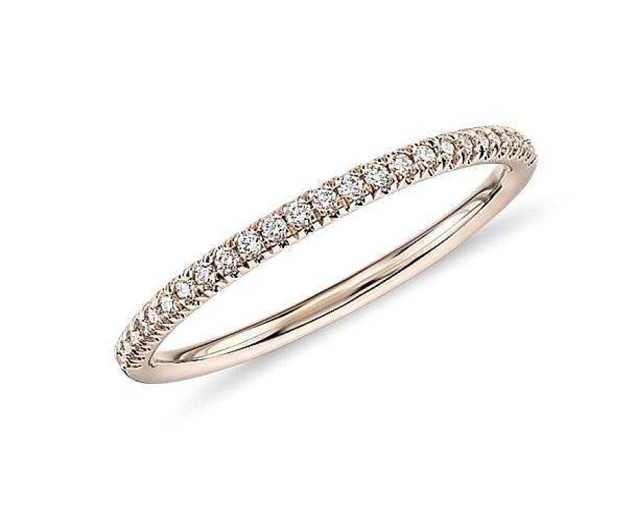 Women'S Rings | Blue Nile Petite Micropav Diamond Ring In 14K Rose Gold (1/10 Ct. Tw.)