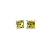 Earrings | Blue Nile Cushion Cut Peridot And Diamond Accent Earrings In 14K Yellow Gold (7Mm)