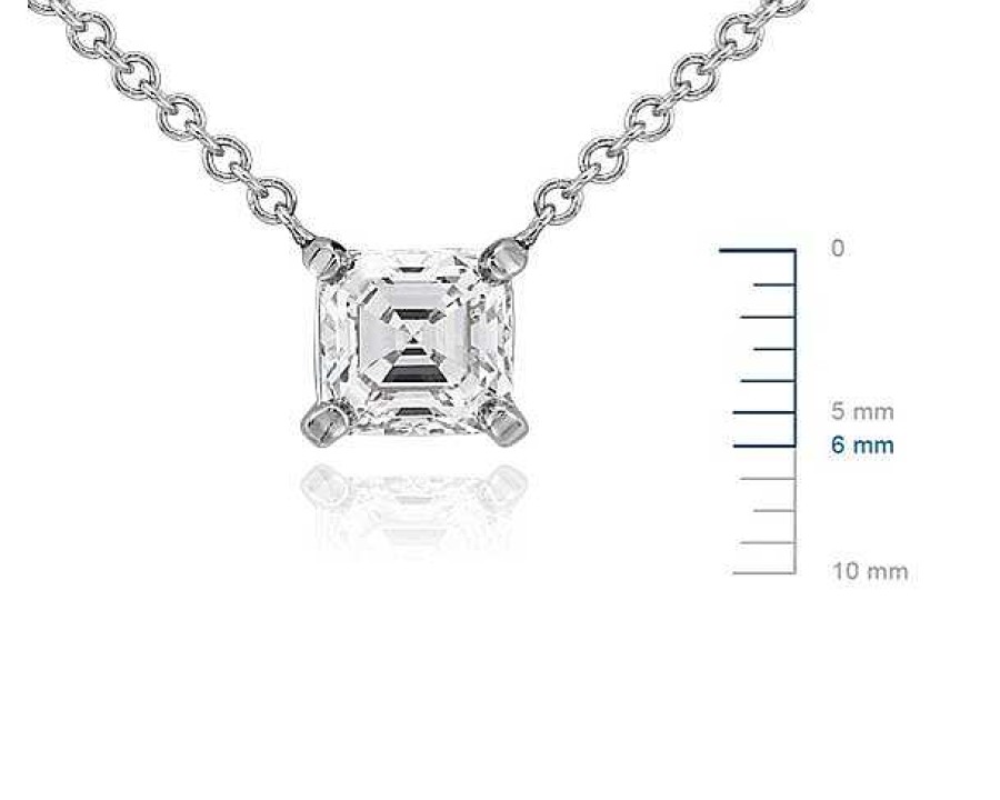 Necklaces | Blue Nile Asscher Cut Diamond Solitaire Pendant In 14K White Gold (3/4 Ct. Tw.)