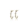 Earrings | Blue Nile Mini Diamond Three-Stone Beaded Huggie Hoop Earrings In 14K Yellow Gold