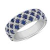 Rings | Blue Nile Alternating Sapphire And Diamond Triple Row Ring In 14K White Gold