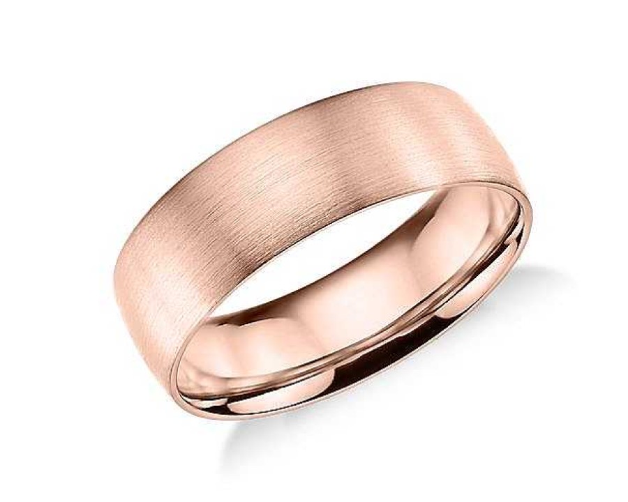 Men'S Rings | Blue Nile Matte Classic Wedding Ring In 14K Rose Gold (7Mm)