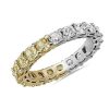 Women'S Rings | Blue Nile Cushion-Cut Half And Half Yellow Diamond Eternity Ring In 18K Yellow And White Gold (3 1/3 Ct. Tw.)