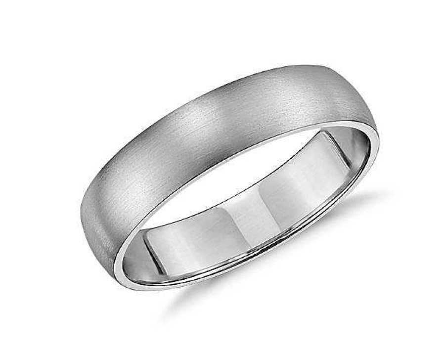 Men'S Rings | Blue Nile Matte Classic Wedding Ring In 14K White Gold (5Mm)