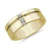 Men'S Rings | Blue Nile Men'S Grooved Diamond Line Band In 14K Yellow Gold (7.6 Mm, .1 Ct. Tw.)