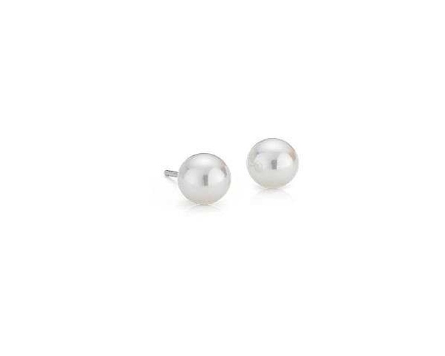 Earrings | Blue Nile Classic Akoya Cultured Pearl Stud Earrings In 18K White Gold (6-6.5Mm)