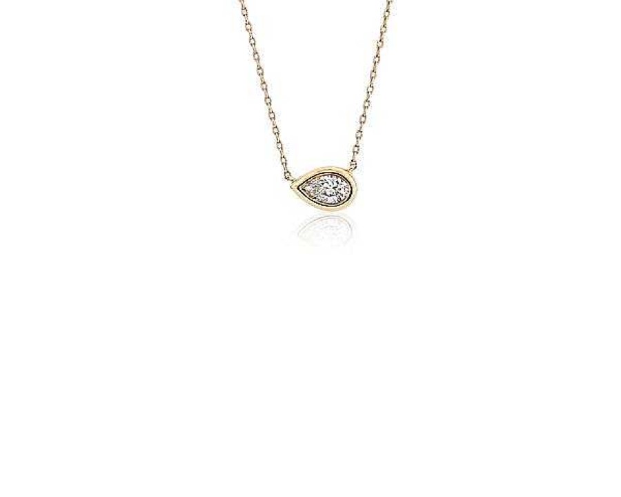 Necklaces | Blue Nile Bezel Set Pear-Shaped Diamond Pendant In 14K Yellow Gold (1/5 Ct. Tw.)