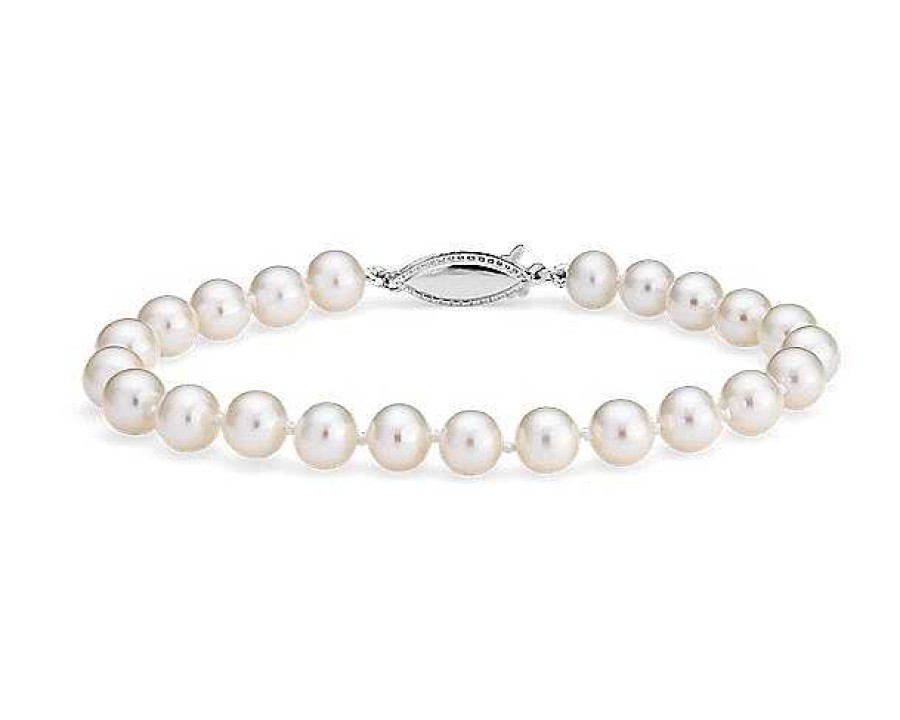 Bracelets | Blue Nile 7" Freshwater Cultured Pearl Bracelet In 14K White Gold (6-6.5Mm)