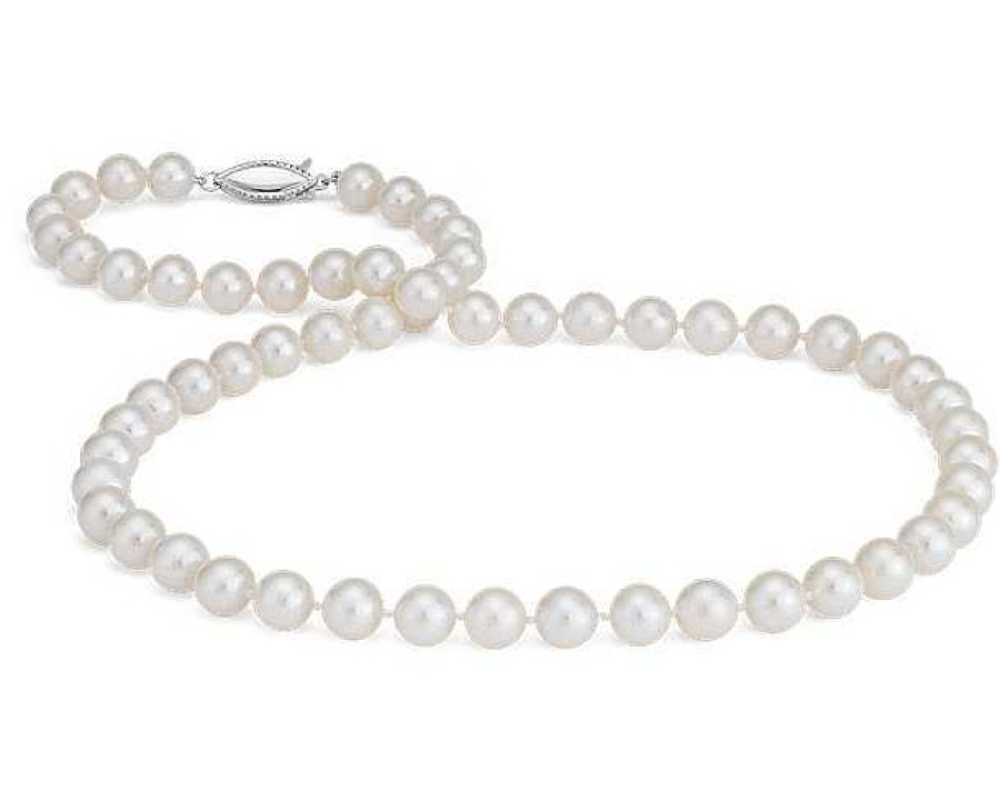 Necklaces | Blue Nile 18" Freshwater Cultured Pearl Strand Necklace In 14K White Gold (7.5-8.0Mm)