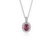 Necklaces | Blue Nile Oval Ruby And Pav Diamond Pendant In 14K White Gold (7X5Mm)