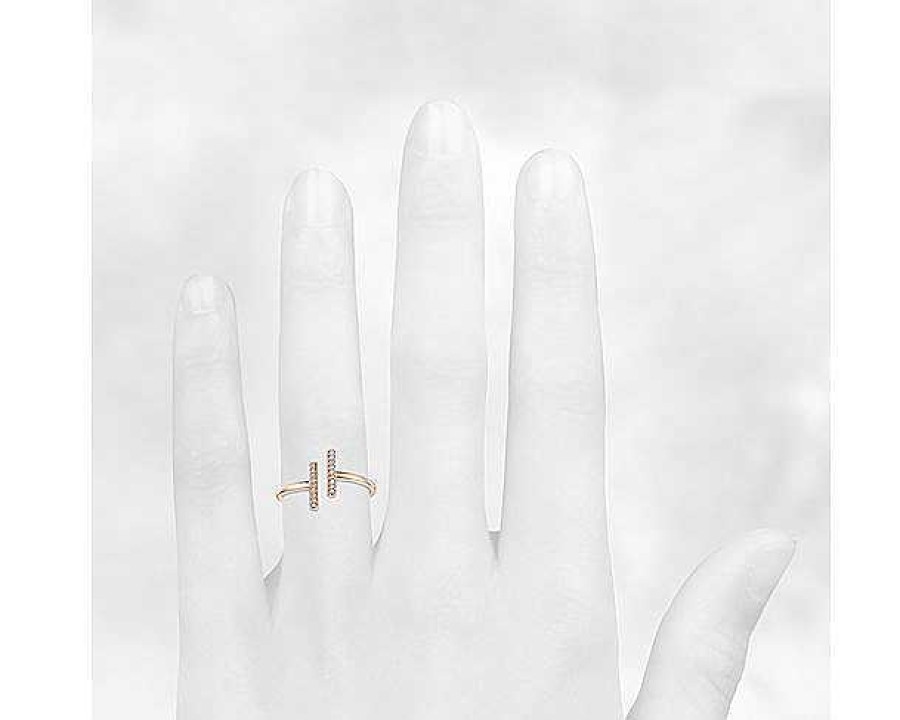 Rings | Blue Nile Delicate Pav Split Bar Diamond Fashion Ring In 14K Rose Gold