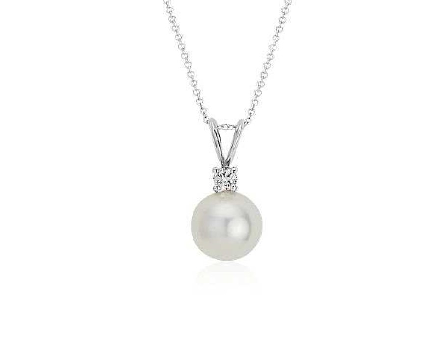 Necklaces | Blue Nile South Sea Cultured Pearl And Diamond Pendant In 18K White Gold (10-10.5Mm)