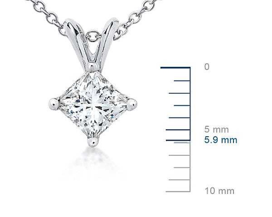 Necklaces | Blue Nile Princess Cut Diamond Solitaire Pendant In Platinum (3/4 Ct. Tw.)