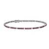 Bracelets | Blue Nile Alternating Ruby And Diamond Bracelet In 14K White Gold