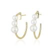 Earrings | Blue Nile Graduated Freshwater Pearl Hoop Earrings In 14K Yellow Gold