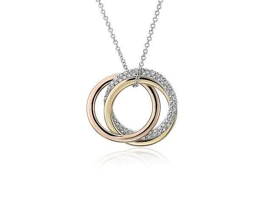 Necklaces | Blue Nile Infinity Trio Diamond Pendant In 14K Tri-Color Gold (1/3 Ct. Tw.)