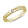 Men'S Rings | Blue Nile Men'S Princess-Cut Solitaire Diamond Step Ring In 14K Yellow Gold (.06 Ct. Tw.)