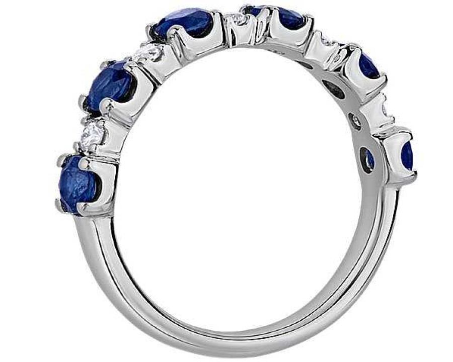 Rings | Blue Nile Capri Sapphire And Diamond Ring In 14K White Gold (3.2Mm)