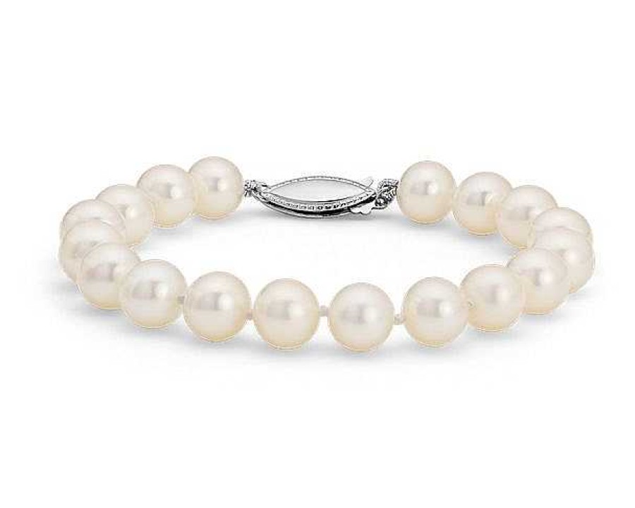 Bracelets | Blue Nile 8" Freshwater Cultured Pearl Bracelet In 14K White Gold (8.0-8.5Mm)