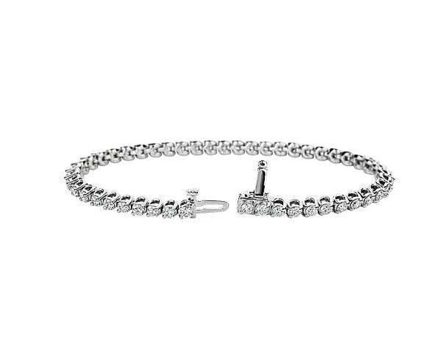 Bracelets | Blue Nile Two-Prong Diamond Tennis Bracelet In 14K White Gold (5 Ct. Tw.)