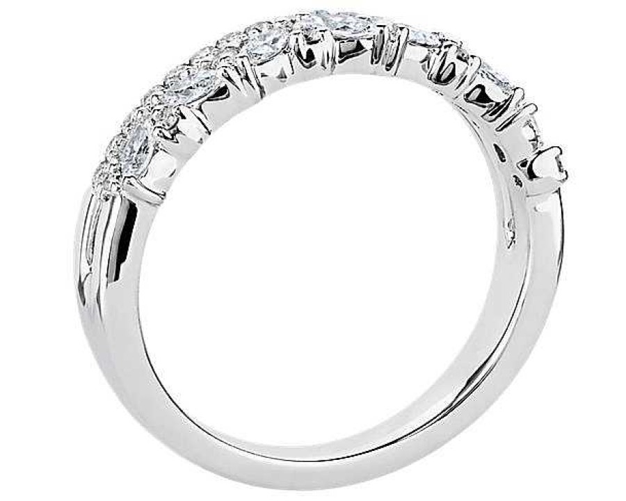 Rings | Blue Nile Two Row Diagonal Marquise And Pave Diamond Band In 14K White Gold (3/8 Ct)