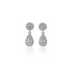 Earrings | Blue Nile Diamond Halo Drop Earrings In 14K White Gold (1/2 Ct. Tw.)