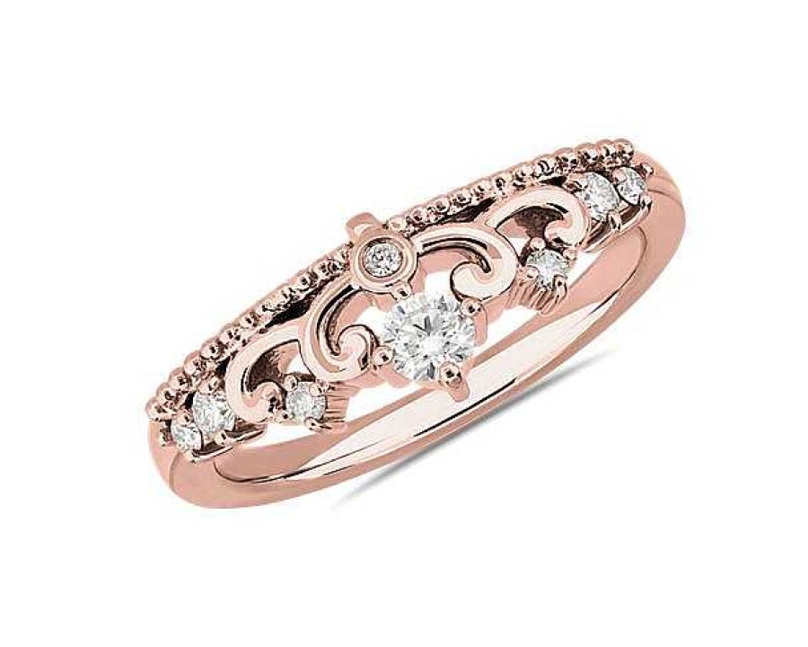 Rings | Blue Nile Intricate Crown Jewel Diamond Ring In 14K Rose Gold (1/4 Ct. Tw.)