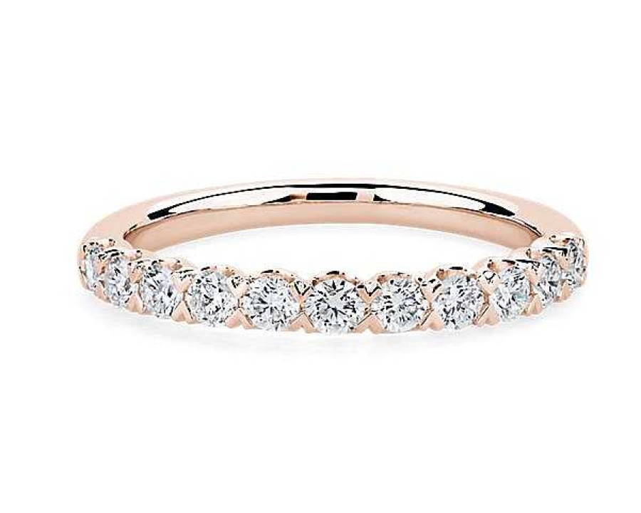 Women'S Rings | Blue Nile V-Prong Pave Diamond Ring In 14K Rose Gold (1/2 Ct. Tw.)