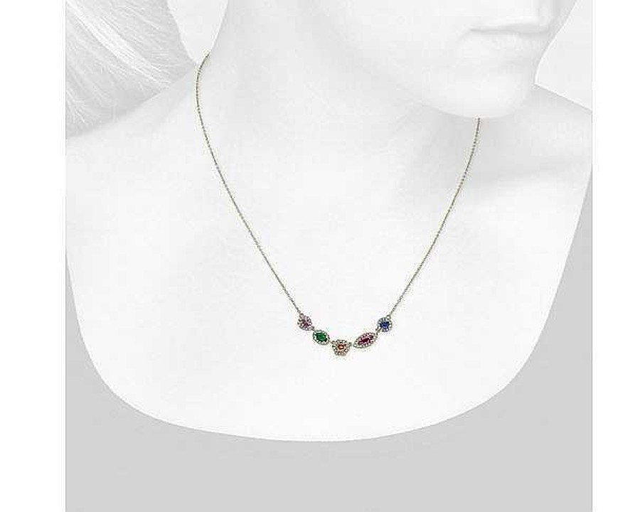 Necklaces | Blue Nile Extraordinary Collection: Multi-Color Mixed Shape Gemstone Necklace In 18K Yellow Gold