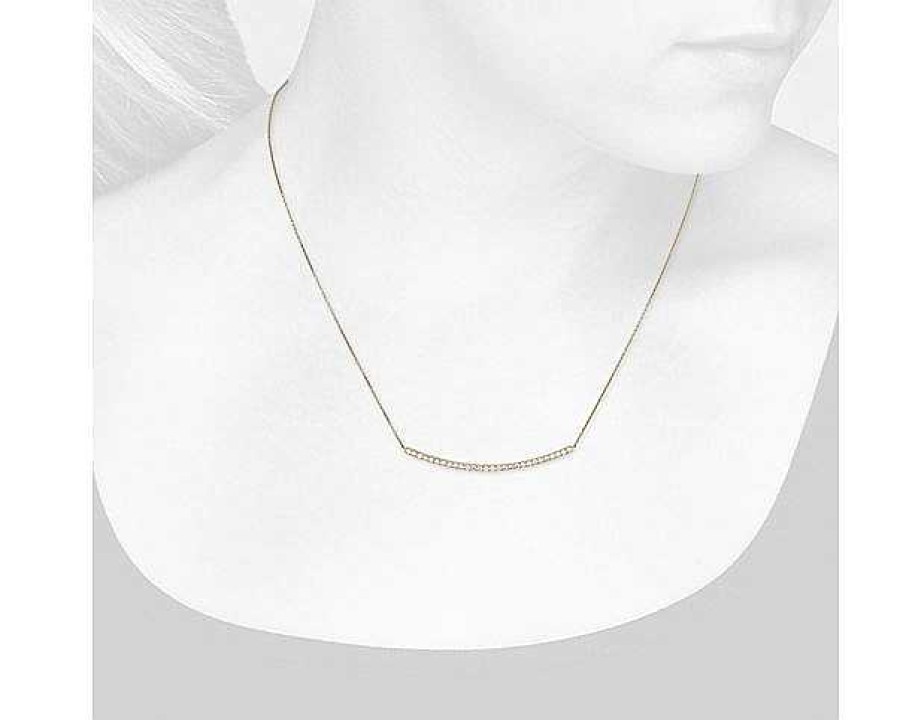 Necklaces | Blue Nile Delicate Curved Diamond Bar Necklace In 14K Yellow Gold (3/8 Ct. Tw.)