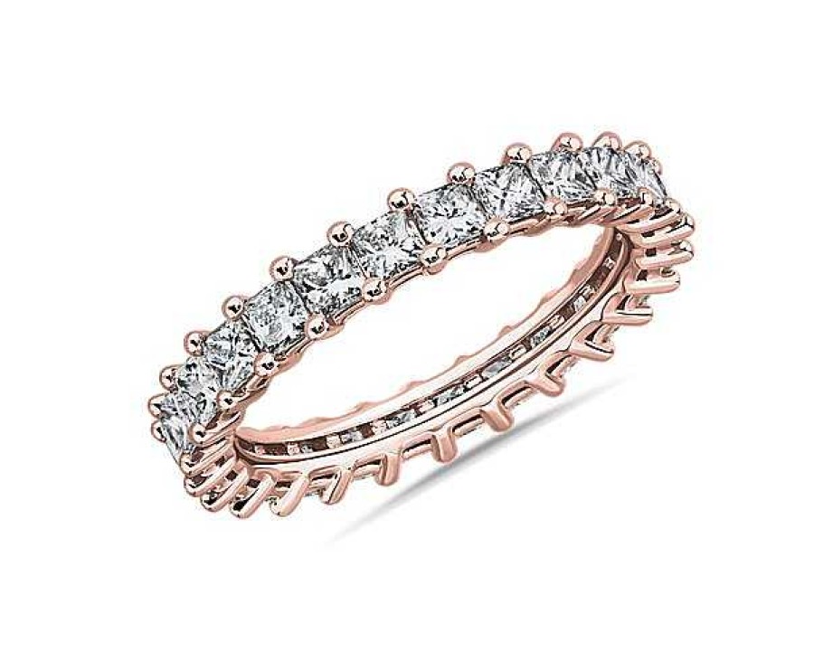 Women'S Rings | Blue Nile Princess Cut Diamond Eternity Ring In 14K Rose Gold (2 Ct. Tw.)