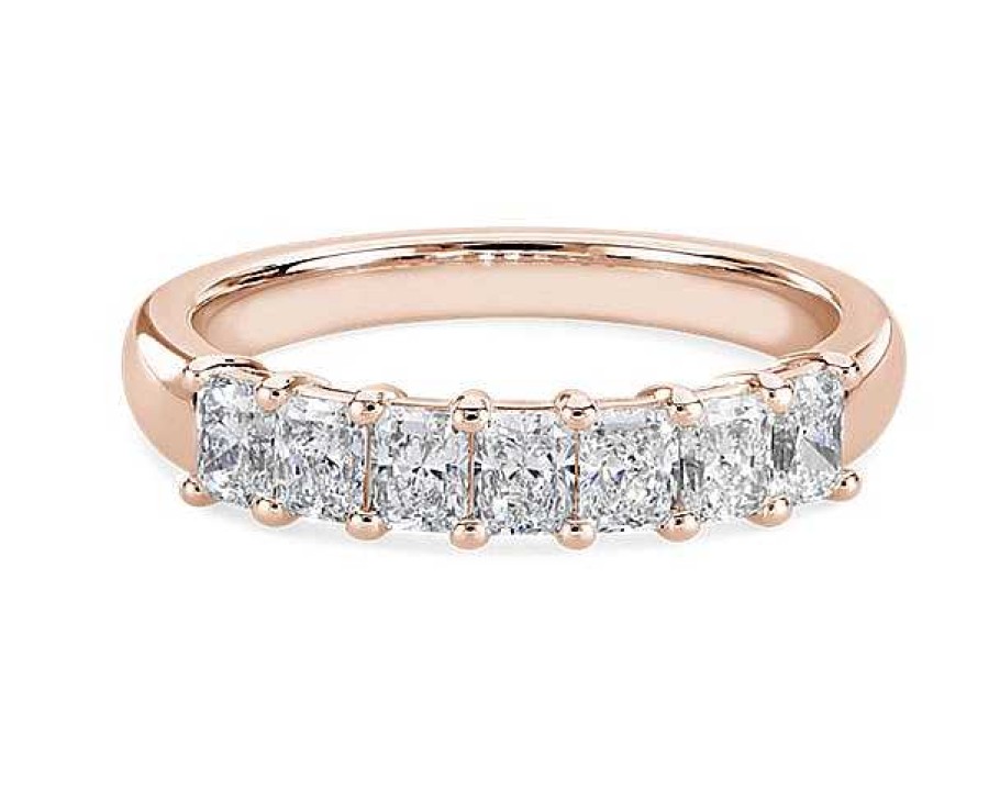 Women'S Rings | Blue Nile Seven Stone Radiant Lab Grown Diamond Ring In 14K Rose Gold (1 Ct. Tw.)