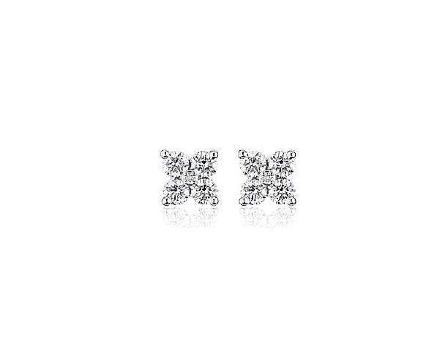 Earrings | Blue Nile Diamond Cluster Stud Earrings In 14K White Gold (1 Ct. Tw.)