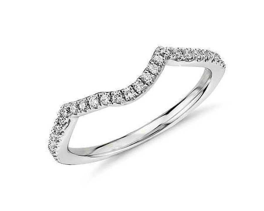 Women'S Rings | Blue Nile Twist Curved Diamond Ring In Platinum (1/6 Ct. Tw.)