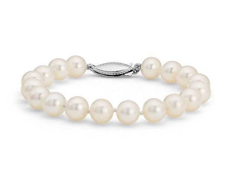 Bracelets | Blue Nile 7" Freshwater Cultured Pearl Bracelet In 14K White Gold (8.0-8.5Mm)