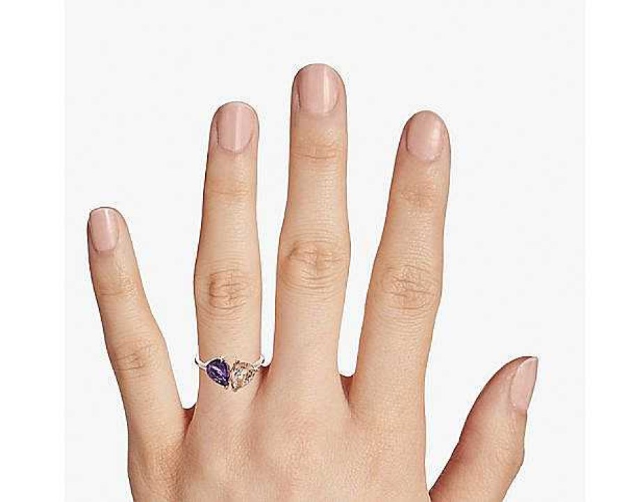 Rings | Blue Nile Pear Amethyst And Morganite Two Stone Ring In 14 Rose Gold