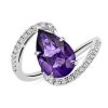 Rings | Blue Nile Pear Shaped Amethyst And Diamond Twist Band In 14K White Gold (12X8Mm)