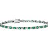 Bracelets | Blue Nile Alternating Size Emerald And Diamond Bracelet In 14K White Gold (3Mm)