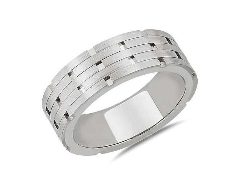 Rings | Blue Nile Architectural Linked Wedding Ring In 14K White Gold (7.5Mm)