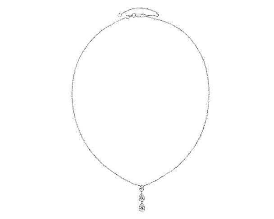 Necklaces | Blue Nile Trio Graduating Pear Diamond Drop Pendant In 14K White Gold (1 Ct. Tw.)