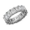 Women'S Rings | Blue Nile Lab Grown Diamond Emerald Cut Eternity Ring In 14K White Gold (11 Ct. Tw.)