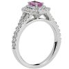 Rings | Blue Nile Emerald Cut Pink Sapphire Double Halo Ring In 14K White Gold (5X3Mm)