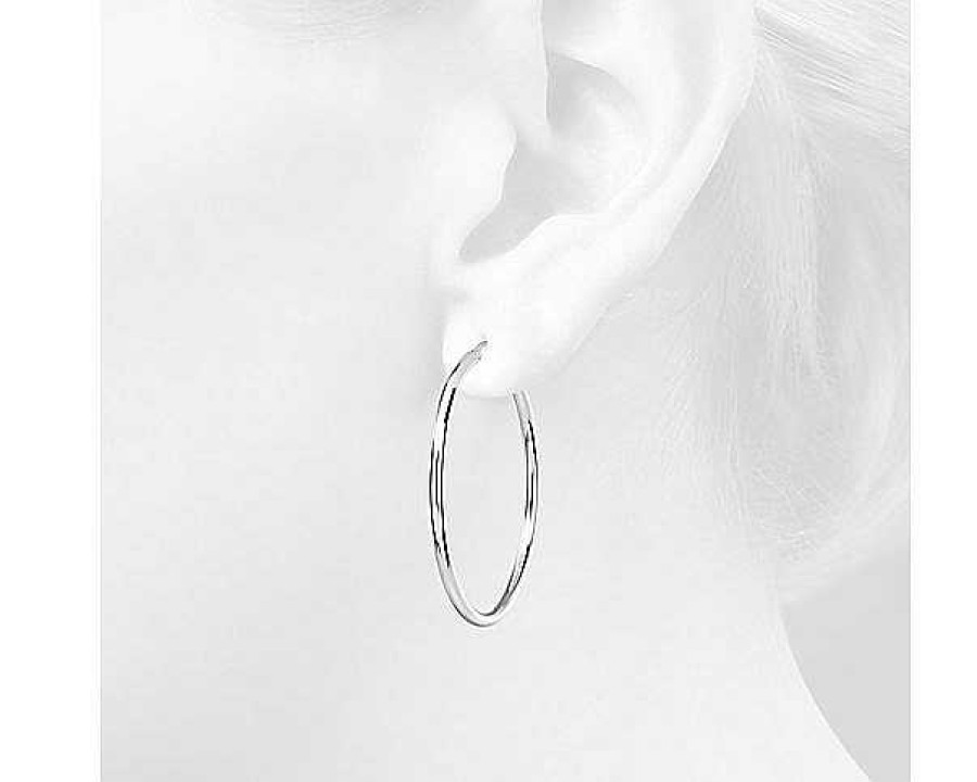 Earrings | Blue Nile 1 1/2" Large Hoop Earrings In Platinum (2 X 33 Mm)