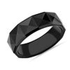 Men'S Rings | Blue Nile Faceted Pyramid Center Wedding Ring In Black Tungsten (7Mm)